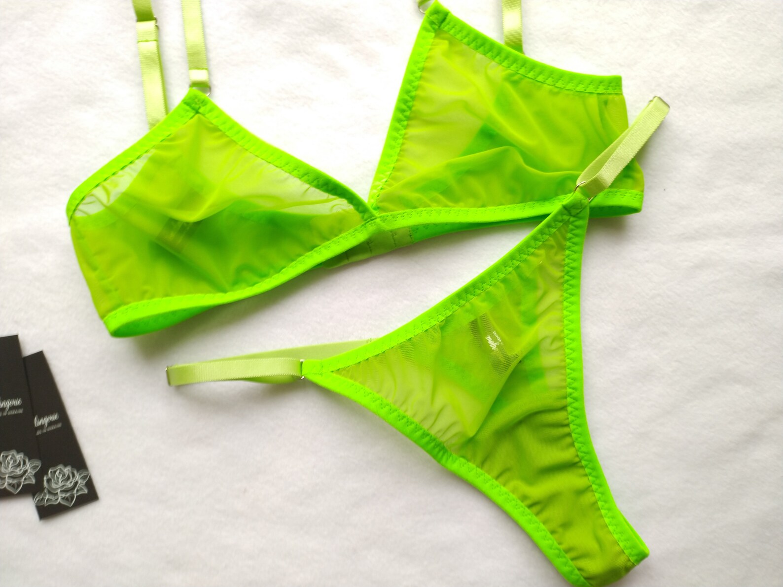 Neon Green Lingerie Set Transparent Lingerie Bdsm Lingerie Etsy