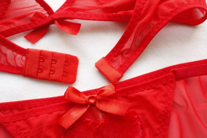 Valentine lingerie set red lingerie babydoll valentines | Etsy