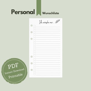 Personal // Wunschliste im Stil "Script" // Geschenkeliste // Wunschzettel // Personal Kalendereinlagen als PDF zum Ausdrucken // Printable