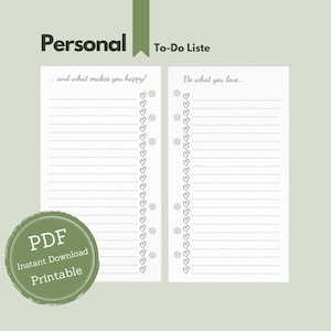 Personal: To-Do list in the “What you love” style for your to dos, notes, tasks or simply as a checklist for personal / A6 ring binders