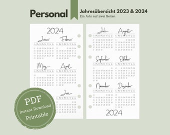 Personnel // Annual overview 2023 and 2024 // Annual planning in the "Script" style (1J2S) // Annual planner 23/24 // PDF for printing // Printable