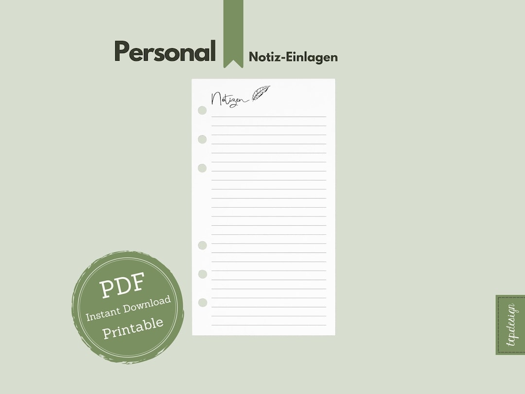 Personal // Note Inserts in the script Style // Personal Calendar ...