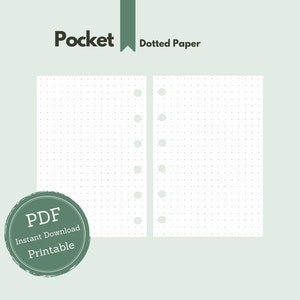 Pocket // Note inserts with dot grid // Dotted Paper // Dotted inserts as PDF for printing // A7 planner template // Printable