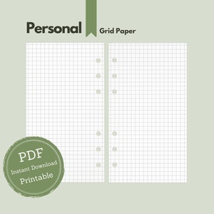 Personal Planner Inserts gridded / Grid Paper for Personal Planners
