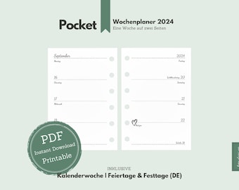 Pocket: Weekly planner 2024 in the style "What you love" - One week per double page / calendar inserts / inserts 2024 / Pocket Planner Printable
