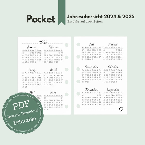 2024 2025 Pocket Calendar Etsy 2025 Calendar Arty A7 Pop