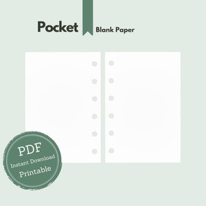 Tasca // Inserti di calendario vuoti // Carta bianca // Modello di pianificatore tascabile vuoto come PDF da stampare // Inserto vuoto // A7 stampabile