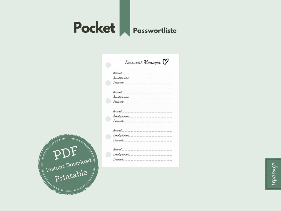 Pocket Password List in what You Love Style / Password Manager