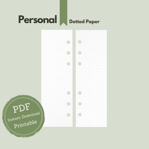 Personal Planner Inserts with Grid-Dot / Dotted Paper for Personal Planners