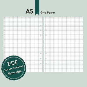 A5 // Checkered note inserts // Grid Paper // Calendar inserts checkered as a PDF for printing // Ring binder planner template // A5 Printable PDF