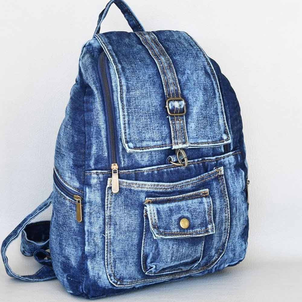 Ga op pad Radioactief nep Denim Backpack - Etsy