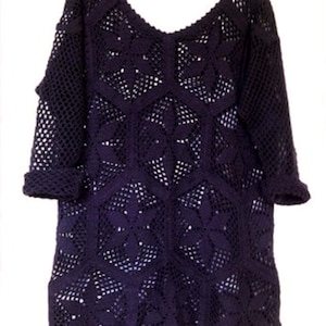 Chemisier en coton noir, tunique en dentelle faite à la main, chemisier en tricot d&#39;été noir, dentelle Boho Black Tinic