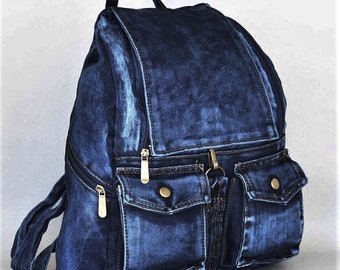 Denim Backpack, Jeans Backpack, Upcycled Denim Backpack, Upcycled Denim Bag, Denim Bag, Denim shoulder bag, Jeans Shoulder Bag