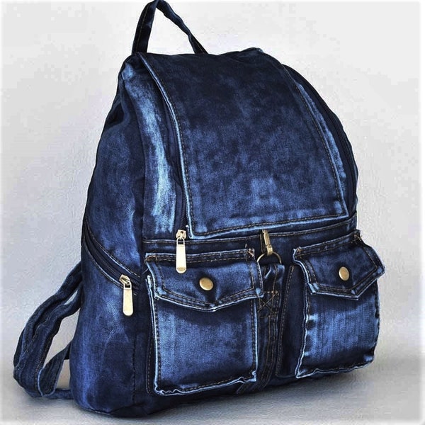 Denim-Rucksack, Jeans-Rucksack, Upcycled-Denim-Rucksack, Upcycled-Denim-Tasche