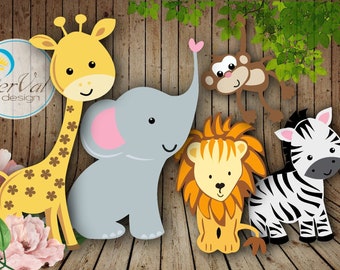 Tiersafari SVG – Papierschnitt-Vorlage, Kinderzimmerdeko (Digitaler Download)