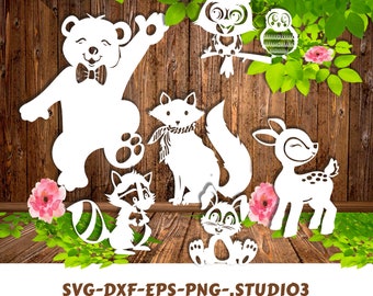 Woodland Animals SVG Cut Files, Baby Shower Decor (Digital Download)