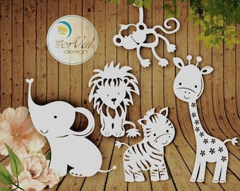 Animal Safari Papercut Template - Nursery Decor (svg, dxf, png, pdf) (Commercial Use)