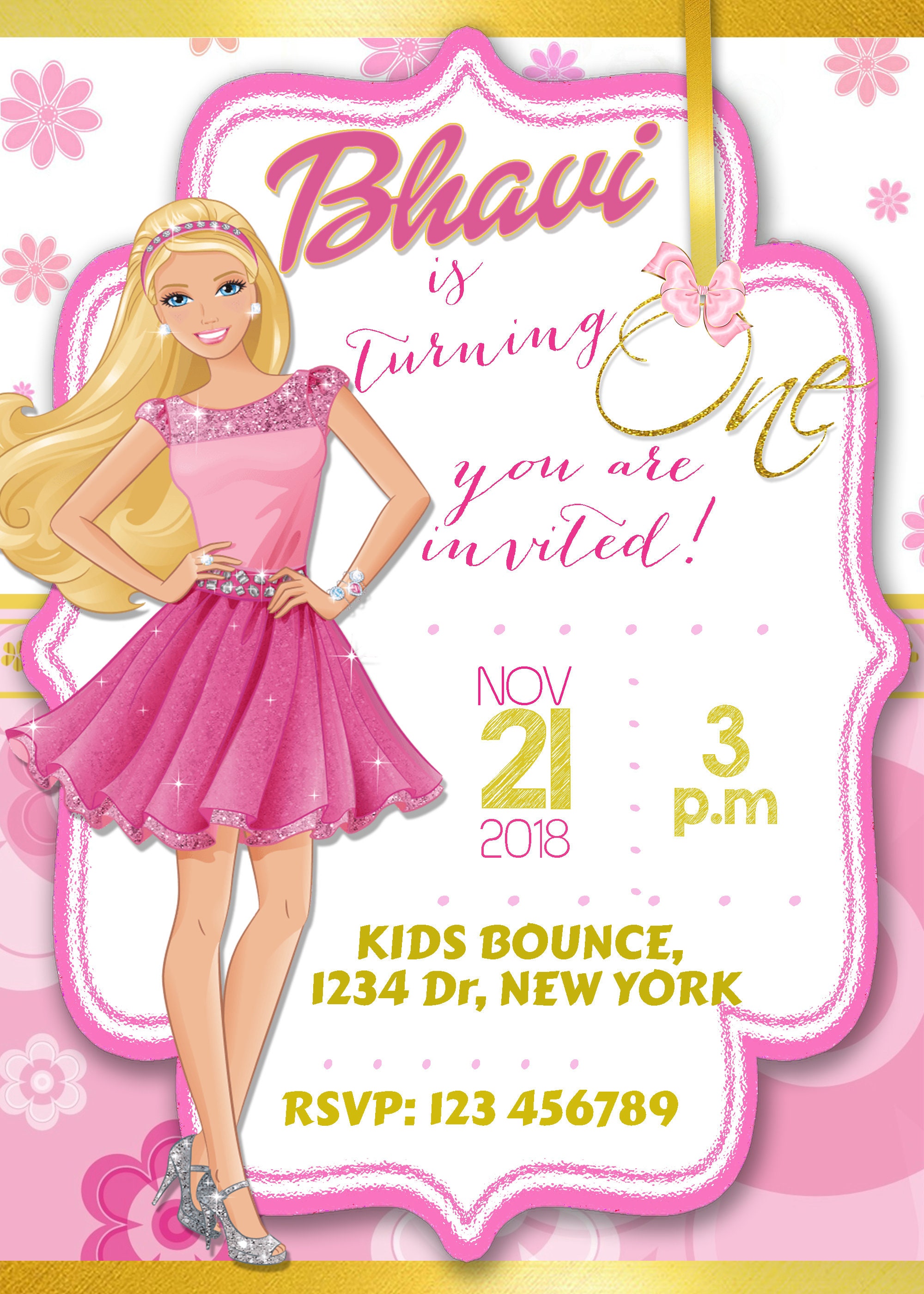 Invitación de cumpleaños de Barbie invitación de Barbie | Etsy