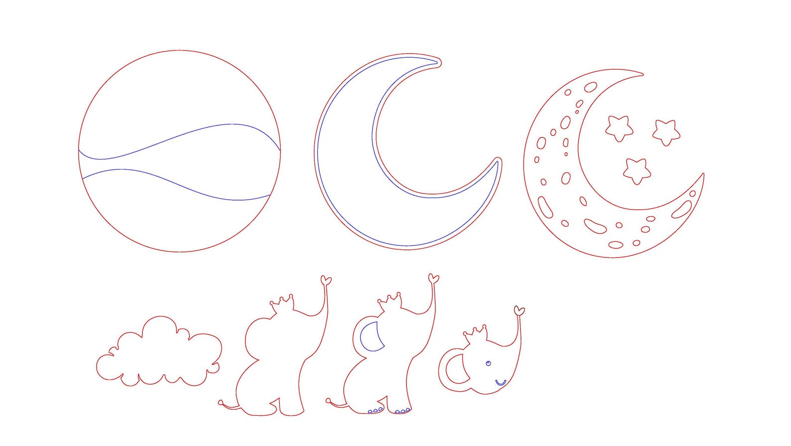 Laser Cut Elephant Moon Baby Name Sign | Nursery Decor SVG (digital ...