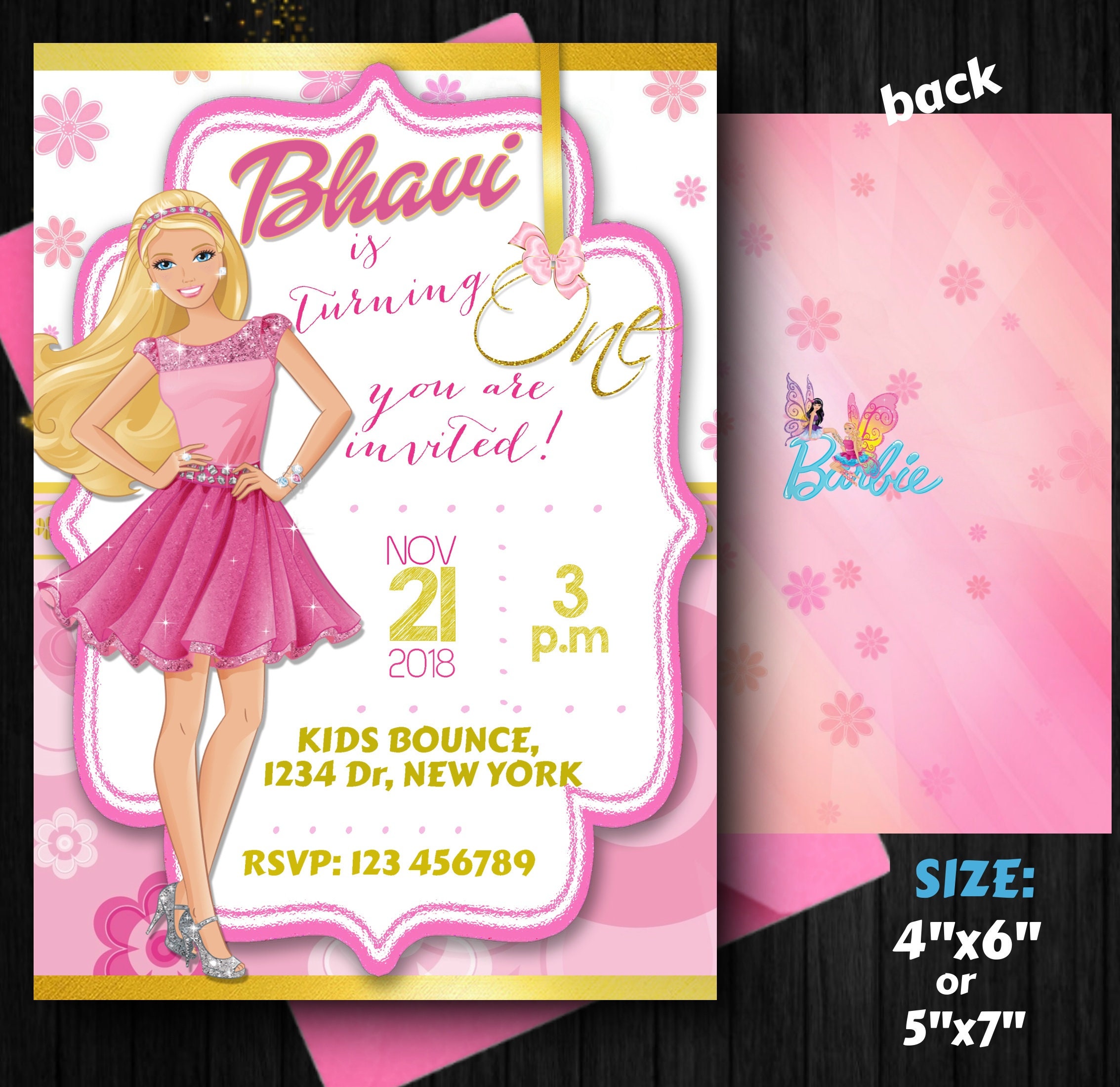 Invitación de cumpleaños de Barbie invitación de Barbie | Etsy