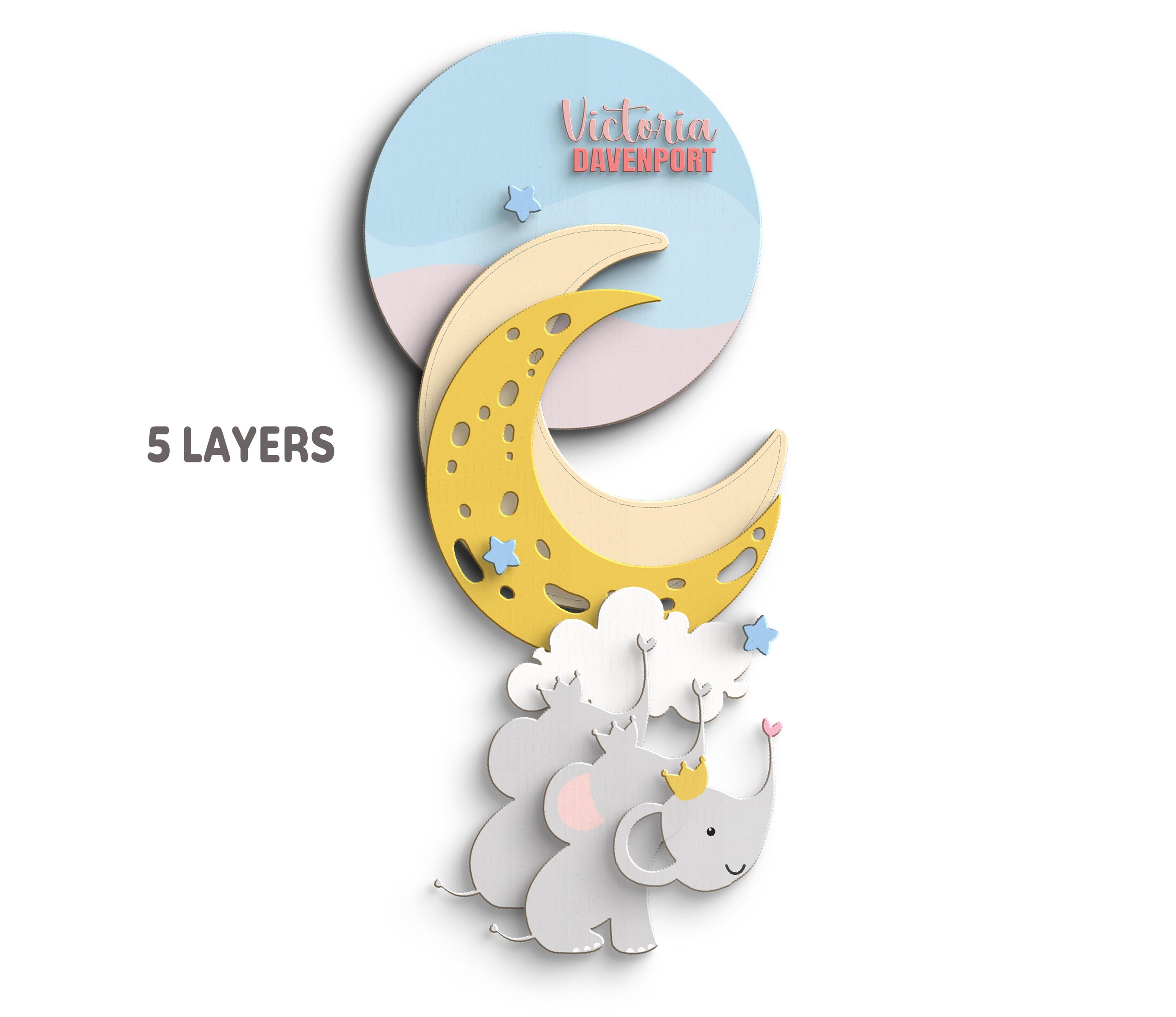 Elephant Baby Name Sign SVG: Laser Cut Nursery Decor (digital Download ...