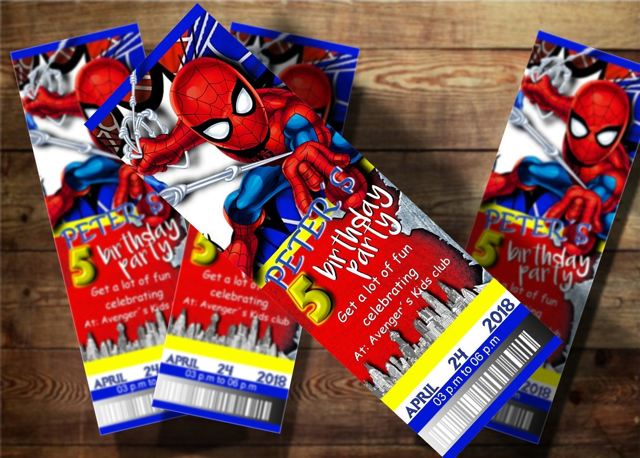 SPIDERMAN Ticket Birthday Invitation Digital Download Etsy