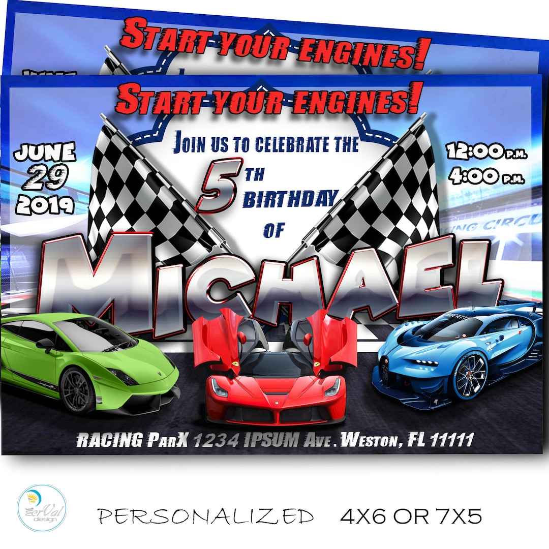 Carte Anniversaire Voiture Gratuite à Imprimer Invitation de voiture de course Invitation ferrari - Etsy France
