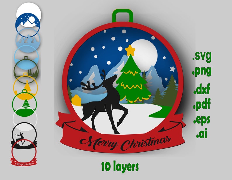 Christmas Ornament SVG. 3d Layered Christmas Svg. Multi Layer  Etsy