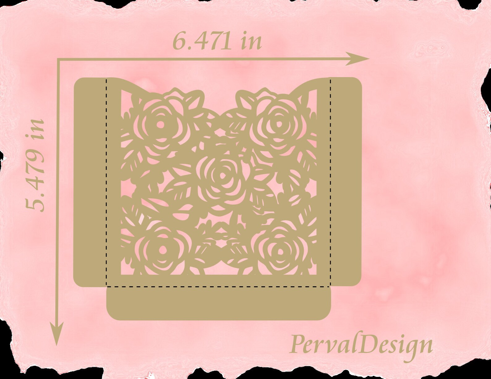 Laser cut Rose Wedding Invitation SVG template set 5x7 in