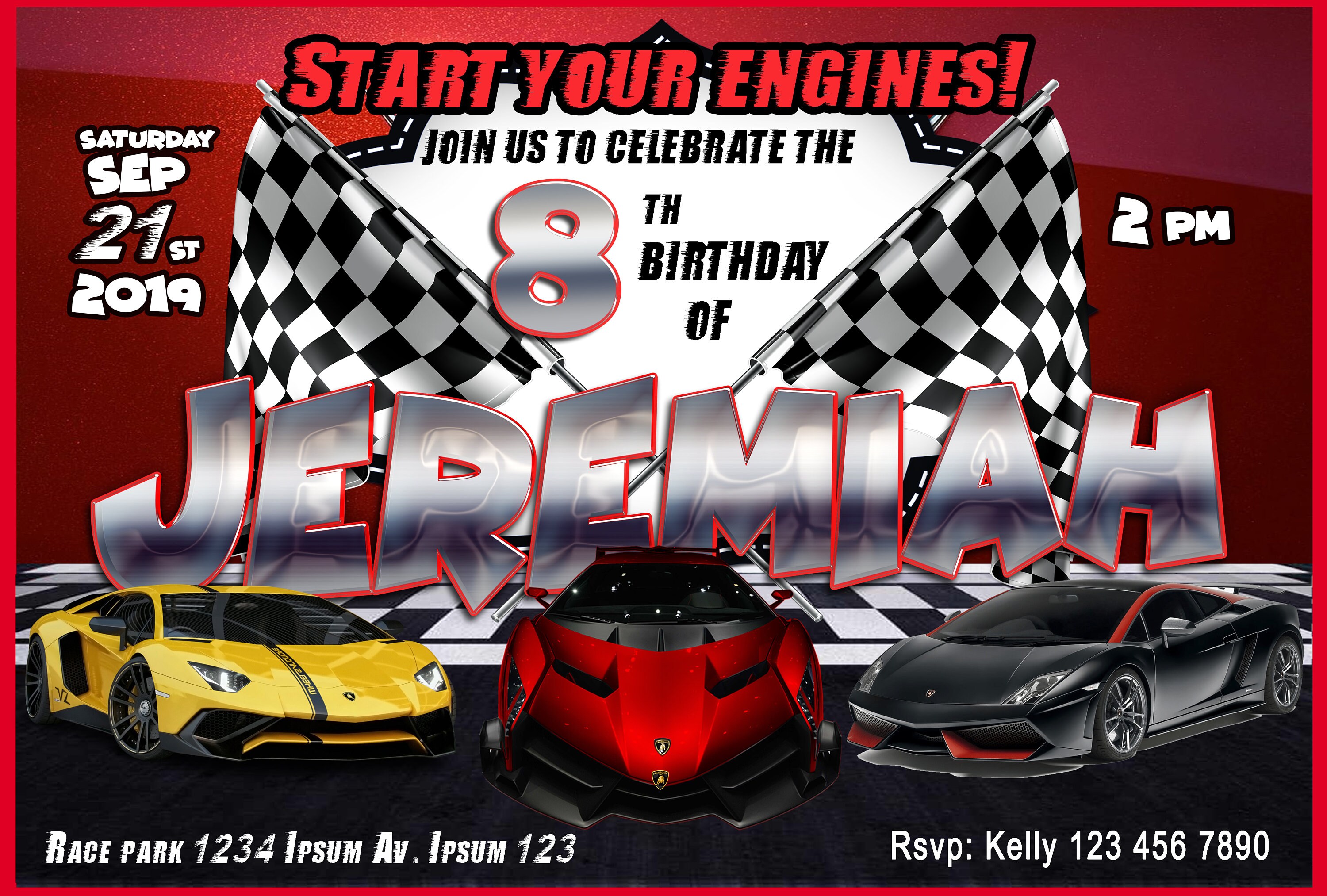 Lamborghini Birthday Invitation: Race Car Party (digital) - Etsy