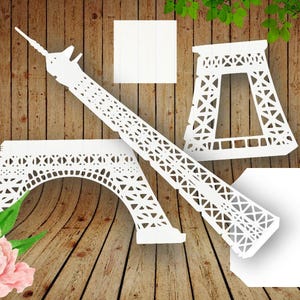 Modelo 3D da Torre Eiffel de Paris, corte .svg, .dxf, .ai. Corte a laser, download instantâneo, silhueta Cameo