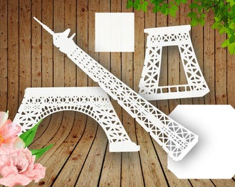 3D Eiffel Tower Paper Craft Template: Laser Cut Pattern (SVG, DXF, AI) (Instant Download)