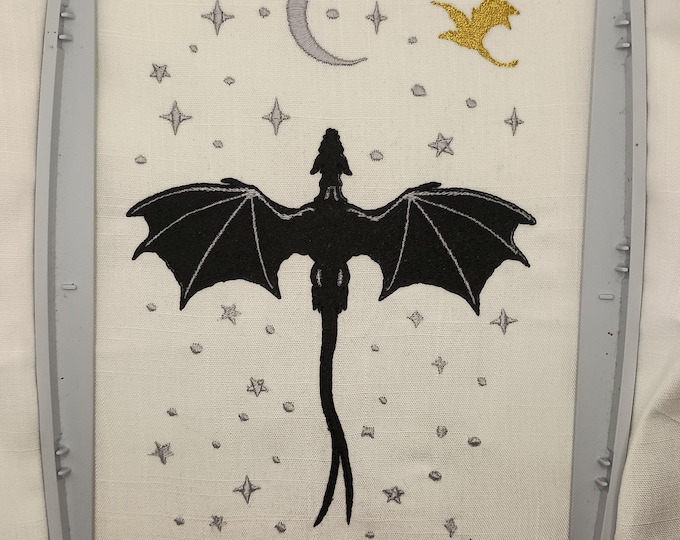 2 DRAGONS in the STARS DIGITAL Embroidery File 6 x 10 Hoop Size