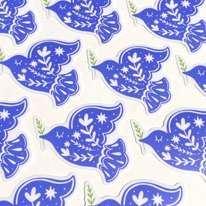 Folk Peace Dove folk art sticker, vinyl matte sticker, dove sticker, peace dove, peace sticker