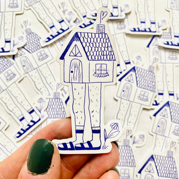 Birks and Socks House, Birkenstocks Sticker, seltsamer Aufkleber, Folk Art Sticker, Vinyl Aufkleber matt