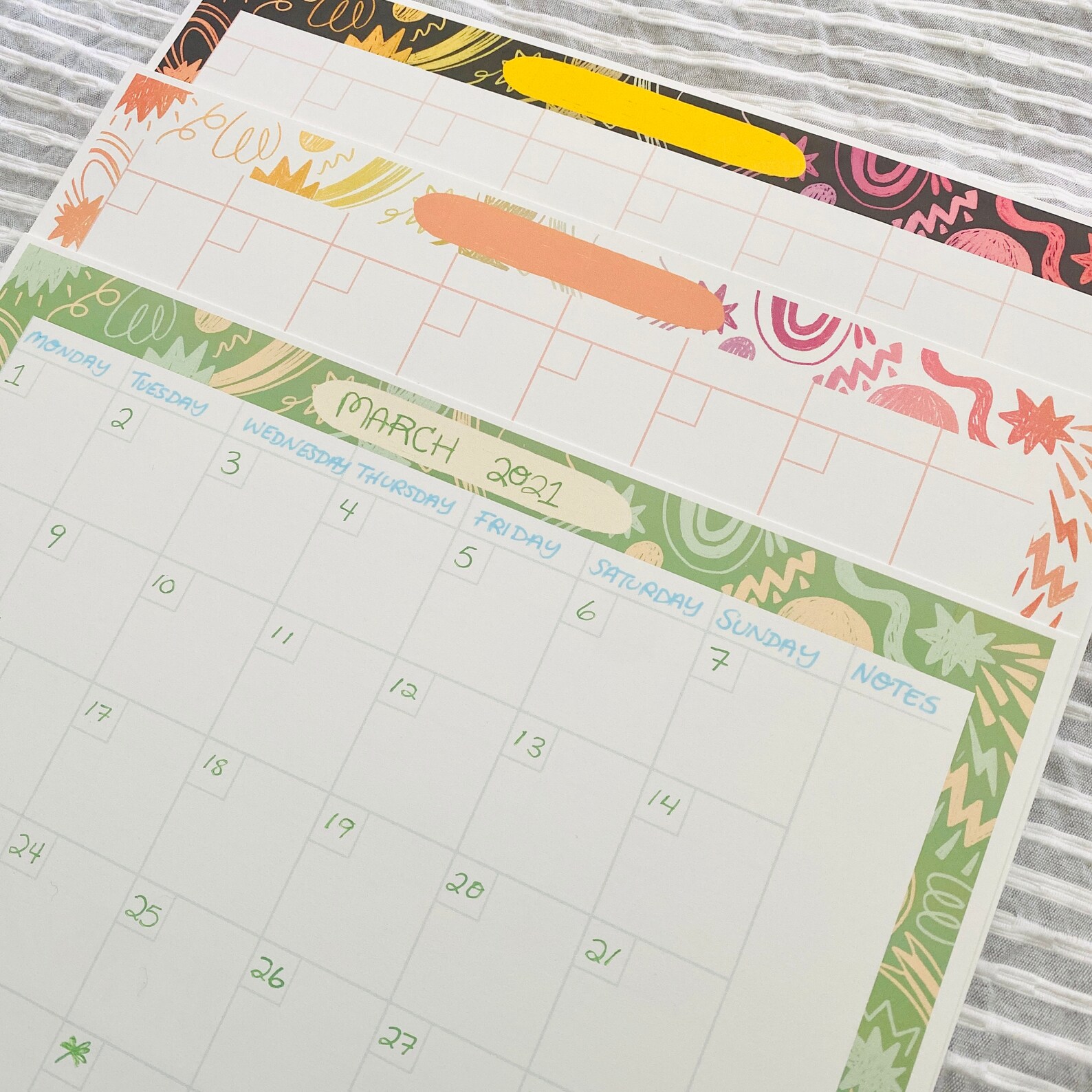 Shooting Stars Undated Printable Blank Calendar Pages Etsy