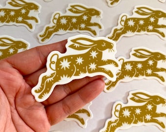 Starry Folk Rabbit sticker, vinyl sticker, rabbit sticker, folk rabbit, starry rabbit