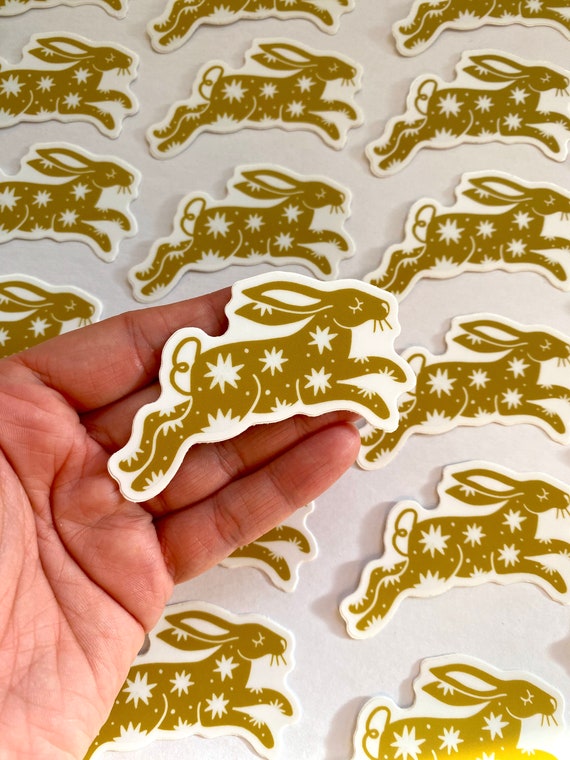 Starry Folk Rabbit sticker, vinyl sticker, rabbit sticker, folk rabbit, starry rabbit