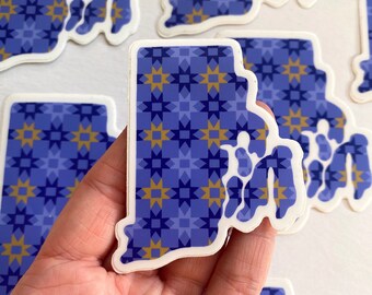 Rhode Island Star Quilt Sticker, Matte Vinyl Decal