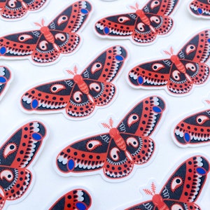 Paisley Cecropia Moth Vinyl Sticker