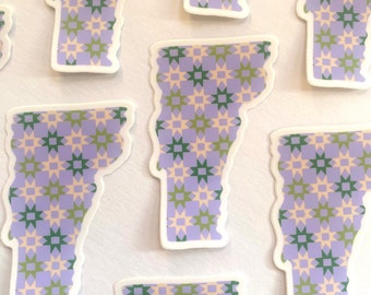 Vermont Star Quilt Sticker, VT Folk Art, Matte Vinyl
