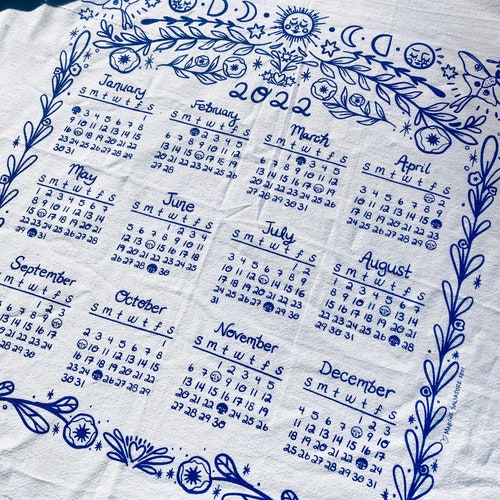 2022 Calendar Tea Towel Rainbow Bookshelf 2022 Calendar Tea Etsy