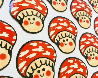 Baby Toadstool Sticker, Cute Mushroom Sticker, Vinyl Sticker Mushroom