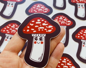 Cheeky Toadstool Sticker, Cute Mushroom Sticker, Vinyl Sticker Mushroom