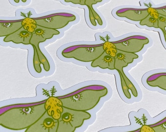 Retro Luna Moth Vinyl Sticker