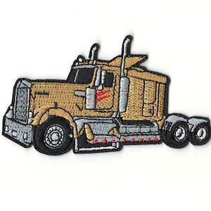 Beige Truck Embroidery Patch - Trucker&#39;s Lifestyle Beige Truck Kid&#39;s Iron-On Embroidered Patch - Childs Truck Iron On Clothing Patch #B819