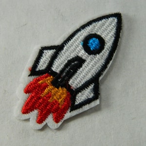 White Rocket Ship Space Ship Embroidery Patch NASA Space Travel Iron-On Embroidered Patch Spaceship Rocket Ship Iron On Clothing Patch #B119