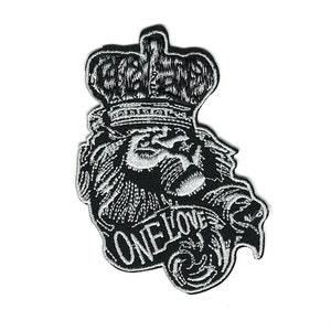 King Lion Embroidery Patch -  Lion "One Love" Clothing Iron-On Embroidery Patch - King of the Jungle Lion Accessory Patch #B377