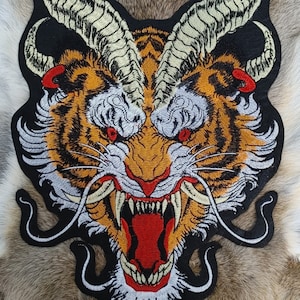 Big Tiger Dragon Iron-On Embroidered Dragon Patch - Tiger Dragon Head Embroidery Patch For Clothes, Jackets, Backpacks - Dragon Patch #264