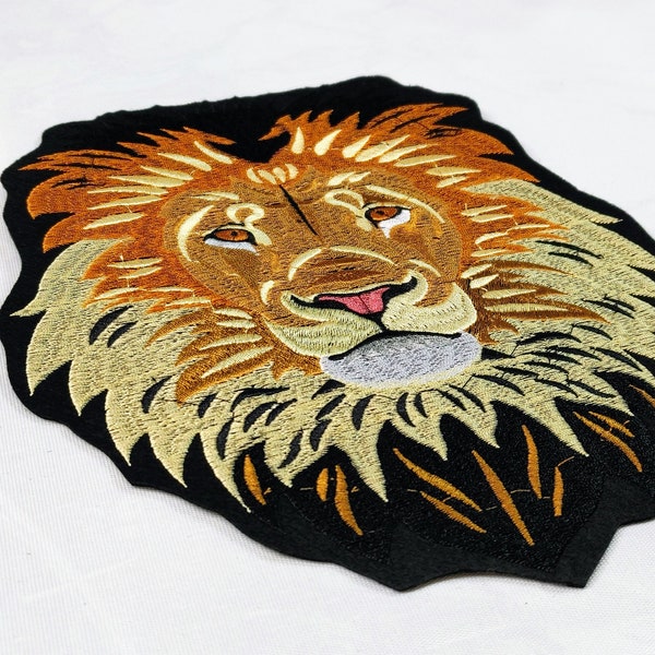 Large Male Lion Head Iron-On Embroidered Big Cat Lion Patch - Big Golden Lion Embroidery Patch Clothes, Jacket, Backpack - Iron-On Patch 48